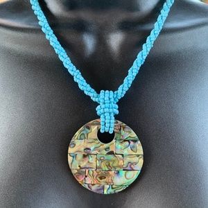 Beautiful mother of pearl pendant turquoise beads